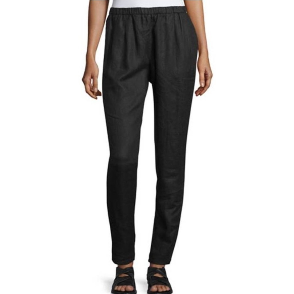 NEW Eileen Fisher Organic Linen Black Slouchy Pant 1X